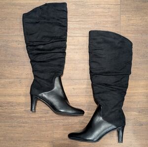 Life Stride Glory Wide Calf Boots Women’s 6M Black Slouch Side Zip